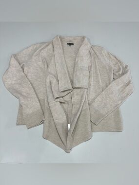 Talbots Neutral Taupe Open-Front Draped Cardigan